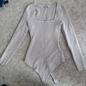 Women's Gray Long Sleeve Bodysuit